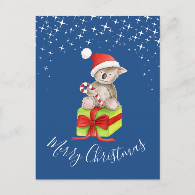 Navidades koala y postal de arte caprichoso (Anverso)