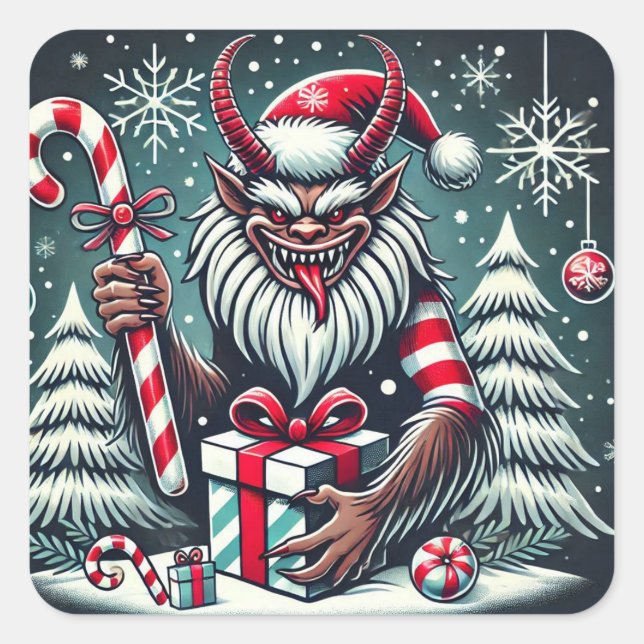 Navidades Krampus Pegatina (Anverso)