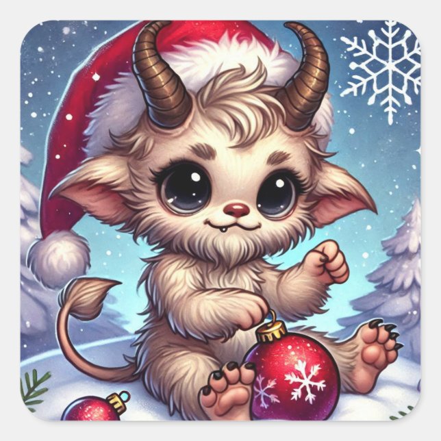 Navidades Krampus Pegatina (Anverso)