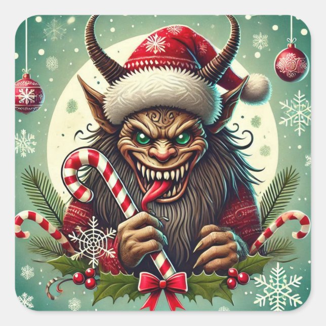 Navidades Krampus Pegatina (Anverso)