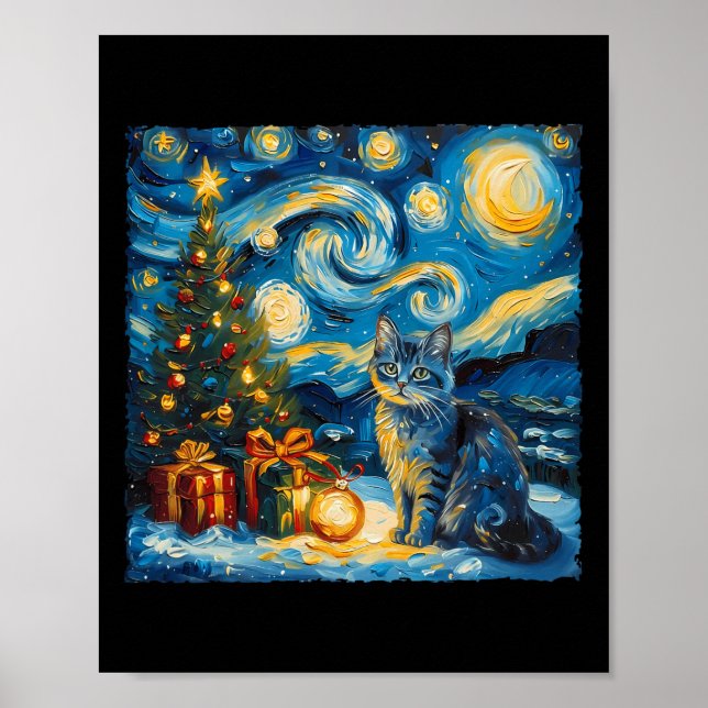 Navidades: La estrella del arte de un gato azul ru (Frente)