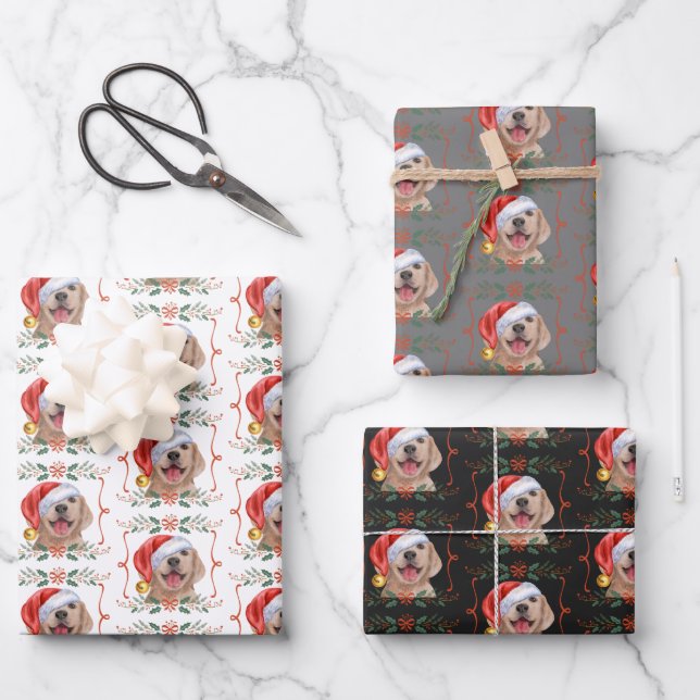 Navidades Labrador Perro envolver hojas de papel (Anverso)