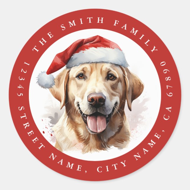 Navidades Labrador Recuperador Pegatinas Redondos (Anverso)