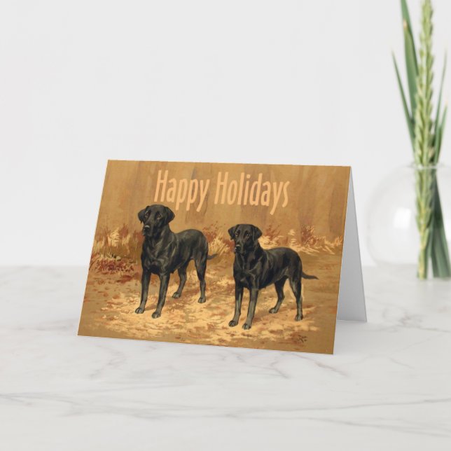 Navidades Labrador Recuperador Tarjeta Vintage (Anverso)