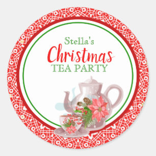 Navidades Lace Tea Fiestas Pegatinas
