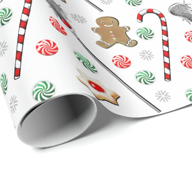 Navidades Lacrosse Envuelven Papel (Esquina del rollo)