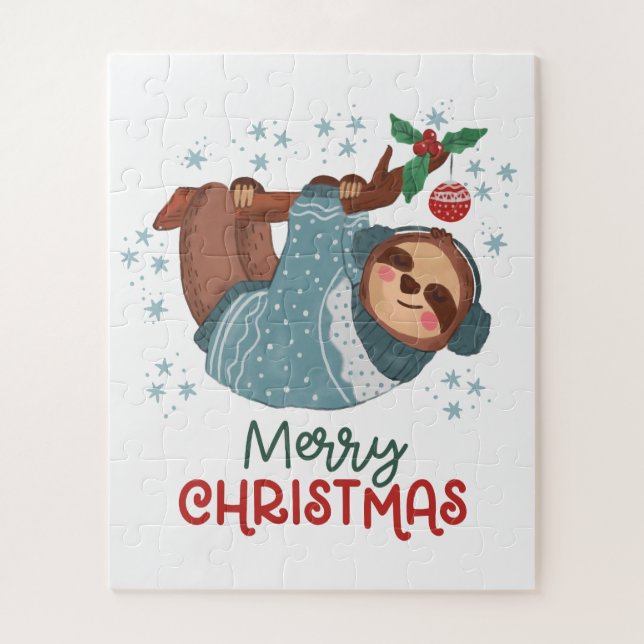 Navidades Lazy Sloth Rompecabezas (Vertical)