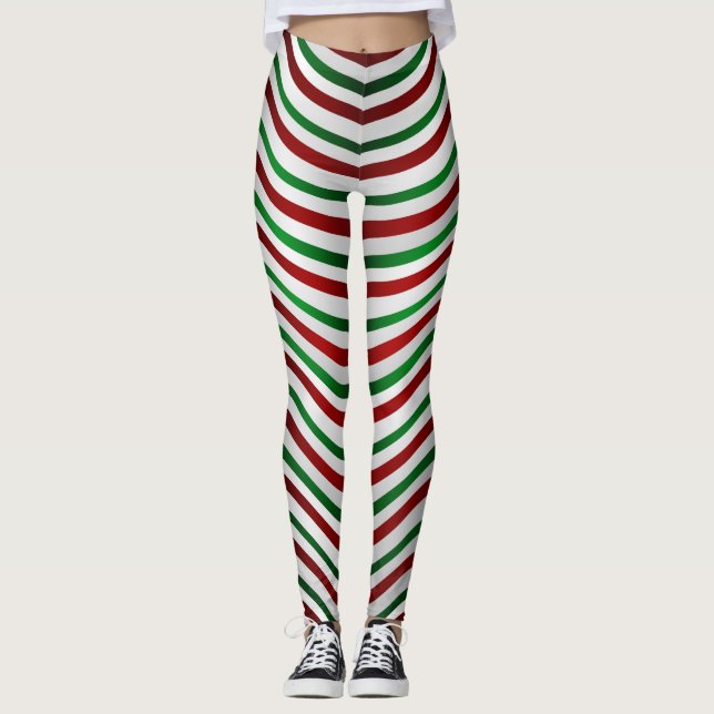 Navidades Leggings Cute Candy Cane Stretchy Pants (Anverso)
