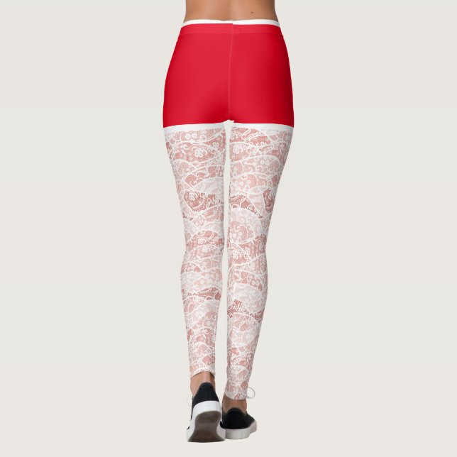 Navidades Leggings Faux Floral White Lace Fishnet (Reverso)