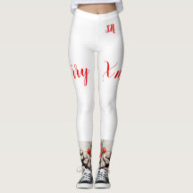 Navidades leggings High Waisted Capris, blanco