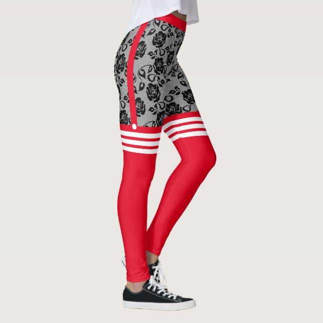 Navidades Leggings Rosas de Santa Faux Lace Socks  (Derecha)