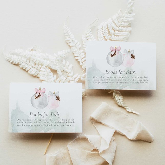 Navidades Libros de Chica Rosado para Tarjeta de A (Christmas Baby Shower Books for Baby card)