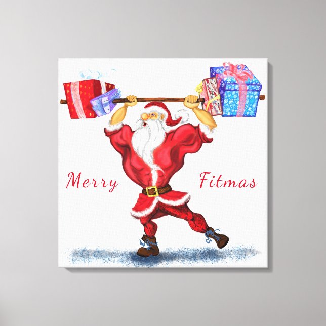 Navidades Lienzo Imprimir regalo Bodybuilder Santa (Anverso)