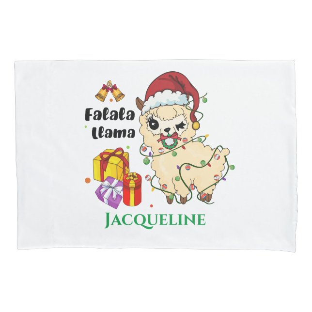 Navidades Llama funda Pillow (Anverso)