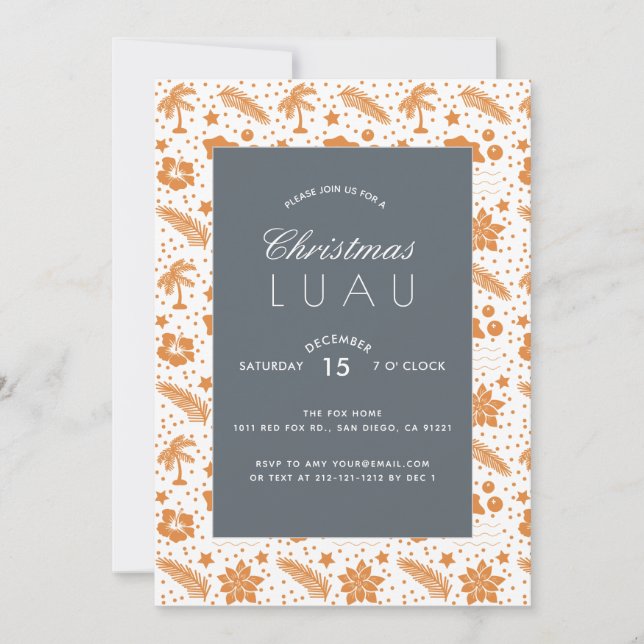 Navidades Luau Fiesta Naranja x Invitación de la M (Anverso)
