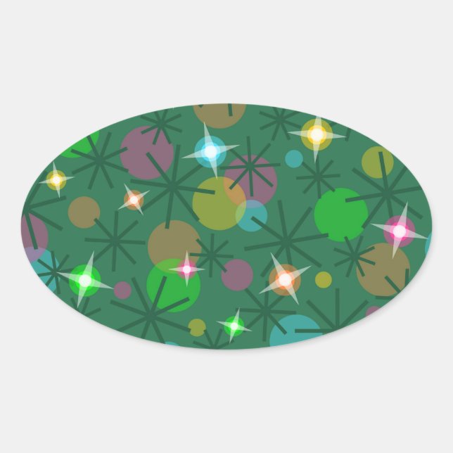 Navidades Luces pegatina oval (Anverso)