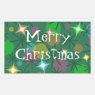 Navidades Luces Rectángulo del pegatina navideño