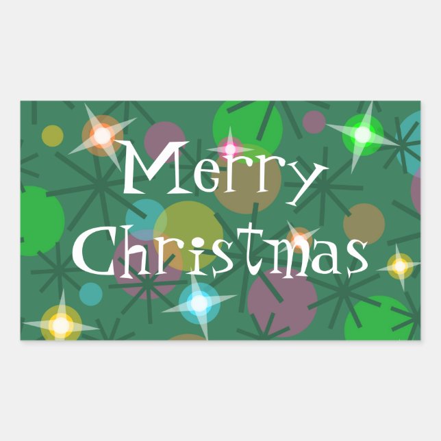 Navidades Luces Rectángulo del pegatina navideño (Anverso)