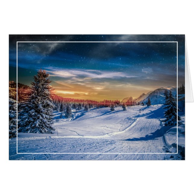 Navidades mañana en la pista de esquí (Anverso (Horizontal))