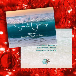 Navidades Mares de olas oceánicas y tarjetas posta