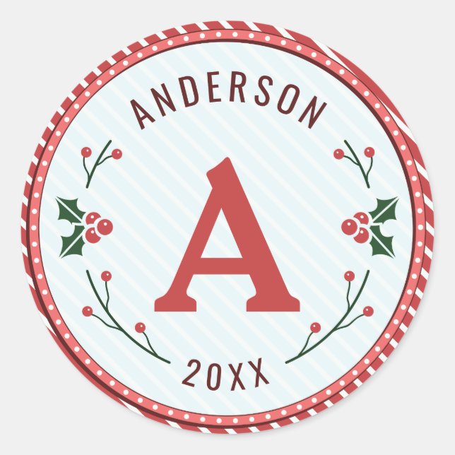 Navidades Marquee Monogram Pegatinas (Anverso)
