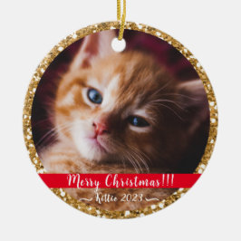 Navidades Mascota purpurina de oro Ornamento cerám