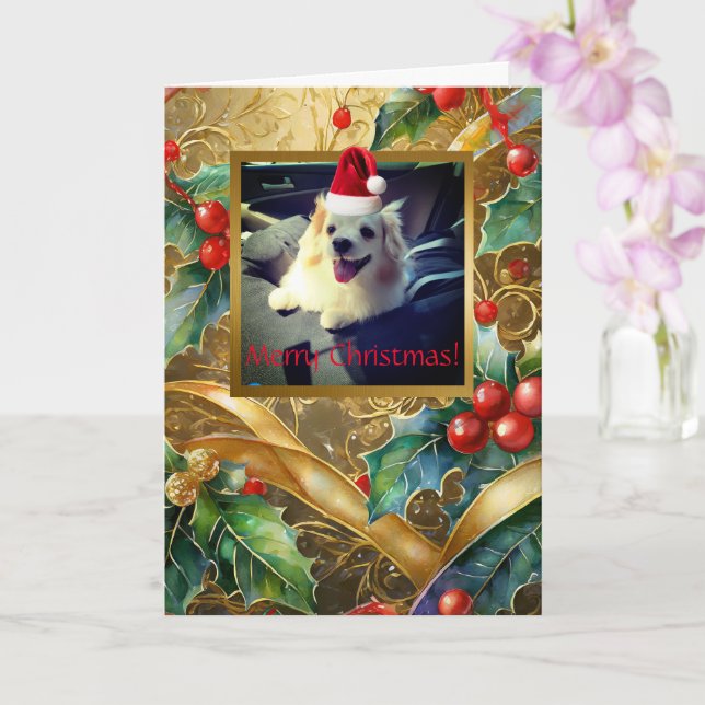 Navidades mascotas, tarjeta de felicitación plegad (Orquídea)