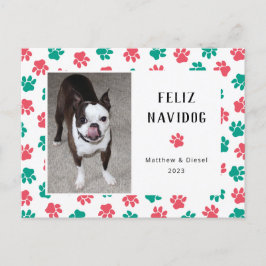 Navidades mascotas tarjeta foto divertida verde ro
