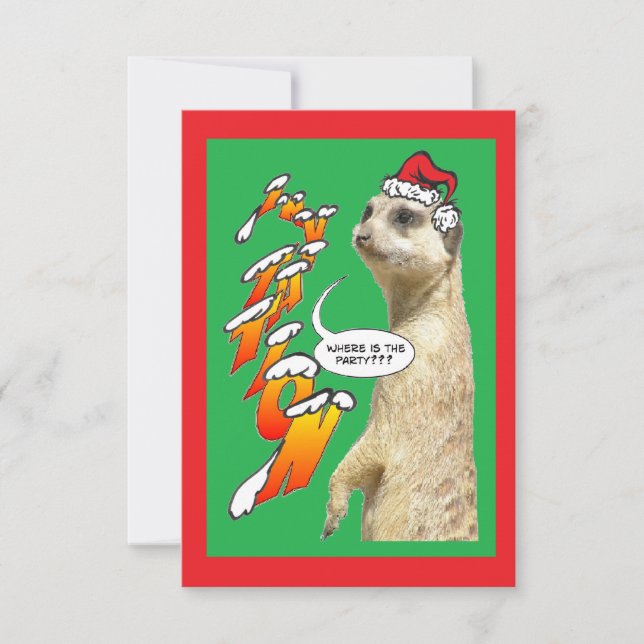 Navidades Meerkat Party Invitación Verde (Anverso)