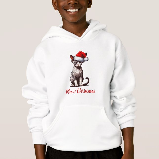 Navidades Meow Devon Rex Cat, Navidad Santa Kitten (Anverso)