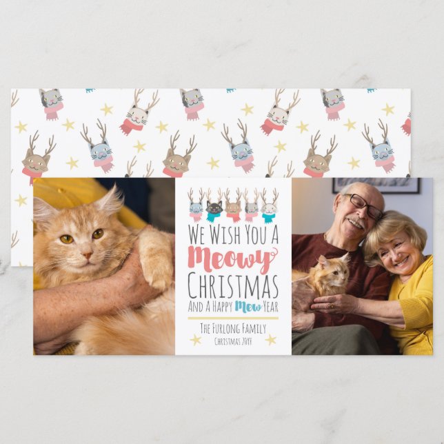 Navidades Meowy Gatos + Tarjeta fotográfica navide (Anverso / Reverso)