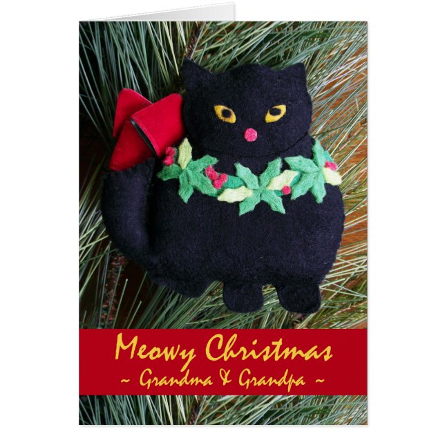 Navidades Meowy para abuelos, adorno de gatos (Frente)