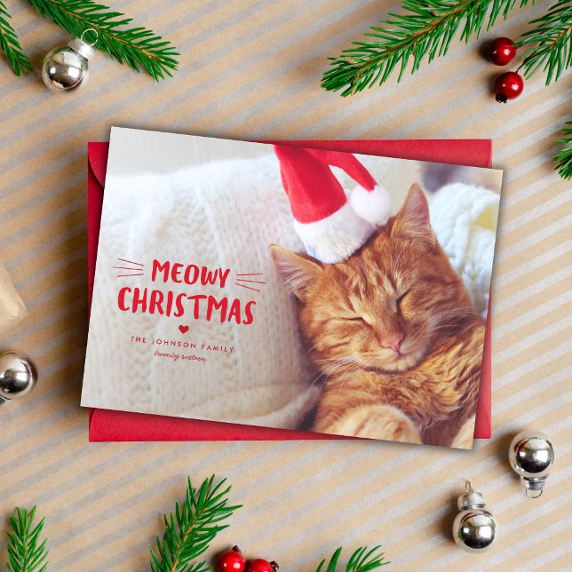 Navidades Meowy | Tarjeta fotográfica de vacacione (Subido por el creador)