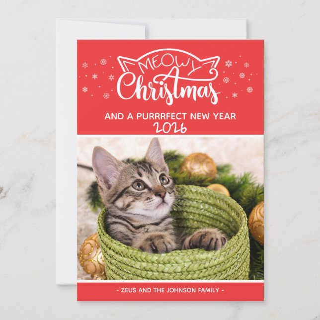 Navidades Meowy y una tarjeta de foto perfecta par (Anverso)