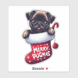 Navidades "Merry Pugmas" Pegatina Pug