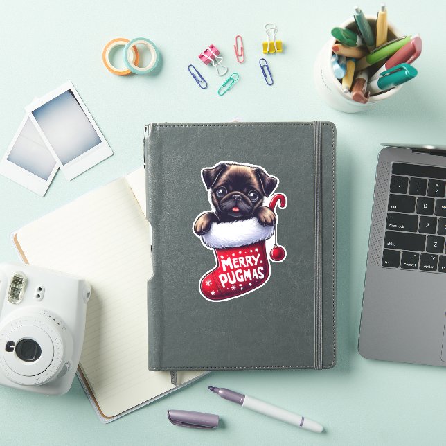 Navidades "Merry Pugmas" Pegatina Pug (Funda para iPad)