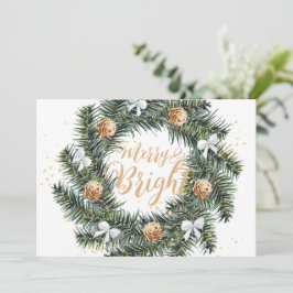 Navidades merry y brillantes con tarjeta navideña