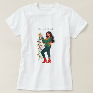Navidades merry y brillantes iluminan la camiseta