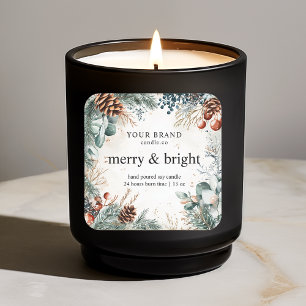 Navidades merry y brillantes Pegatina de velas