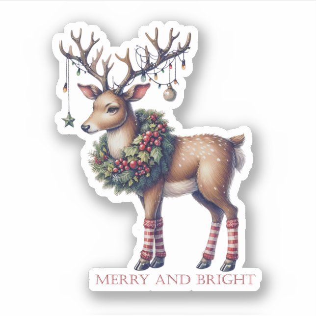 Navidades merry y brillantes Pegatina de Vinyl (Anverso)