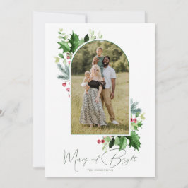 Navidades merry y brillantes saludan con arco