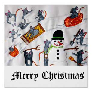 NAVIDADES MIEL EN EL Poster GLOSANTE DE NIEVE