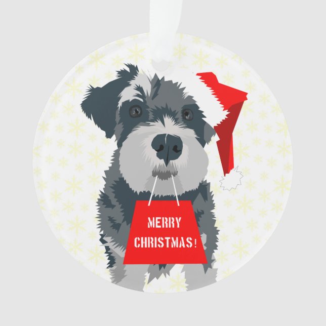 Navidades Mini Schnauzer Perro Santa Hat Ornamento (Anverso)