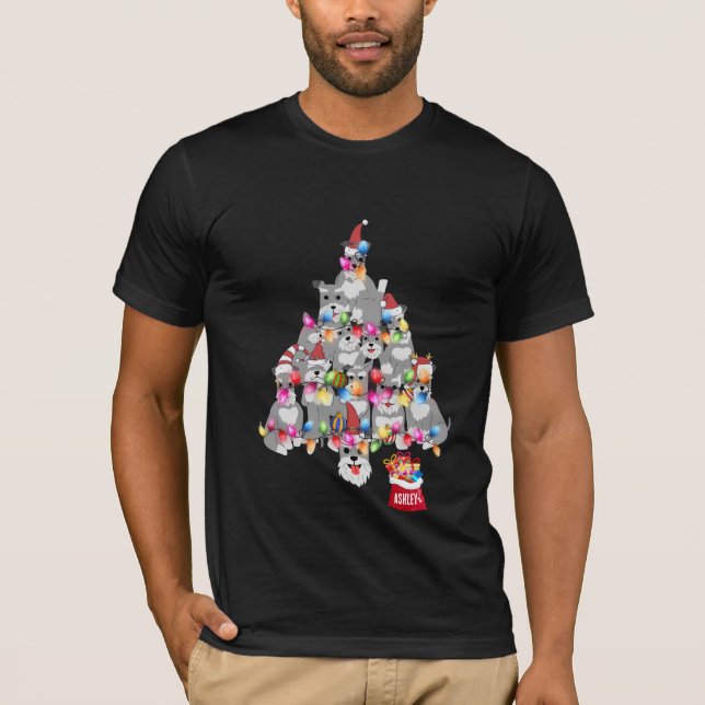 Navidades Miniatura de Perro Schnauz Camiseta de p (Anverso)
