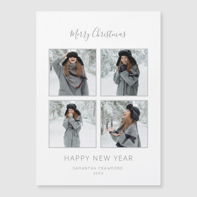 Navidades minimalistas Chevron Gris 4-Foto (Anverso)
