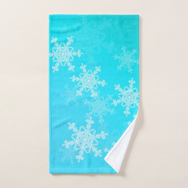 Navidades Minimalistas de Blue White Snowflakes (Toalla de mano)
