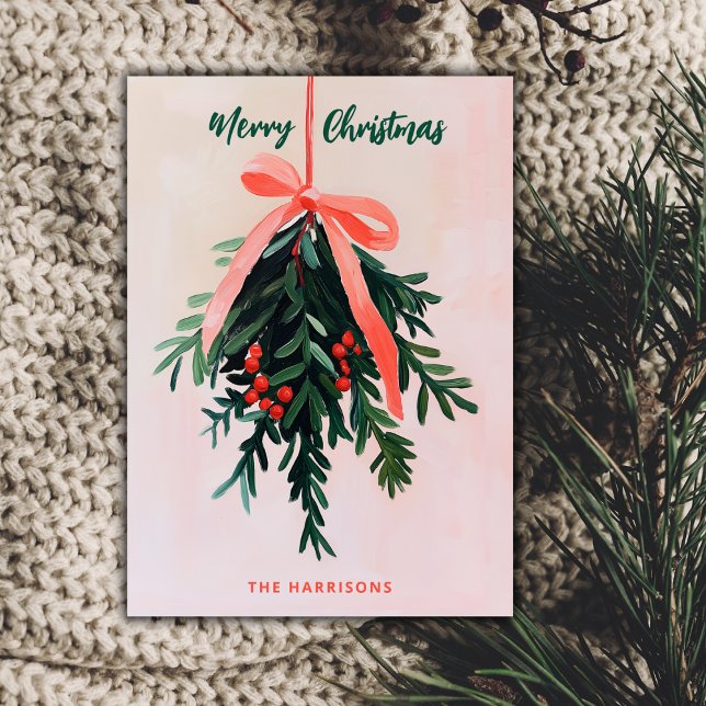 Navidades Mistletoe Tarjeta Pintura Moderna Mínima (Subido por el creador)