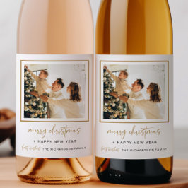 Navidades modernos Etiqueta de botellas de vino Fo