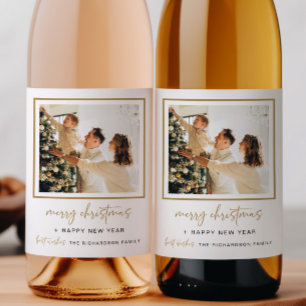 Navidades modernos Etiqueta de botellas de vino Fo