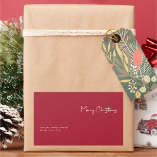 Navidades modernos   Etiqueta de regalo de la fami